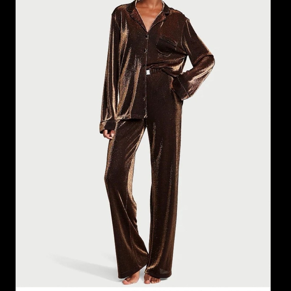 Victoria’s Secret Shimmering Brown Satin Pajama Set